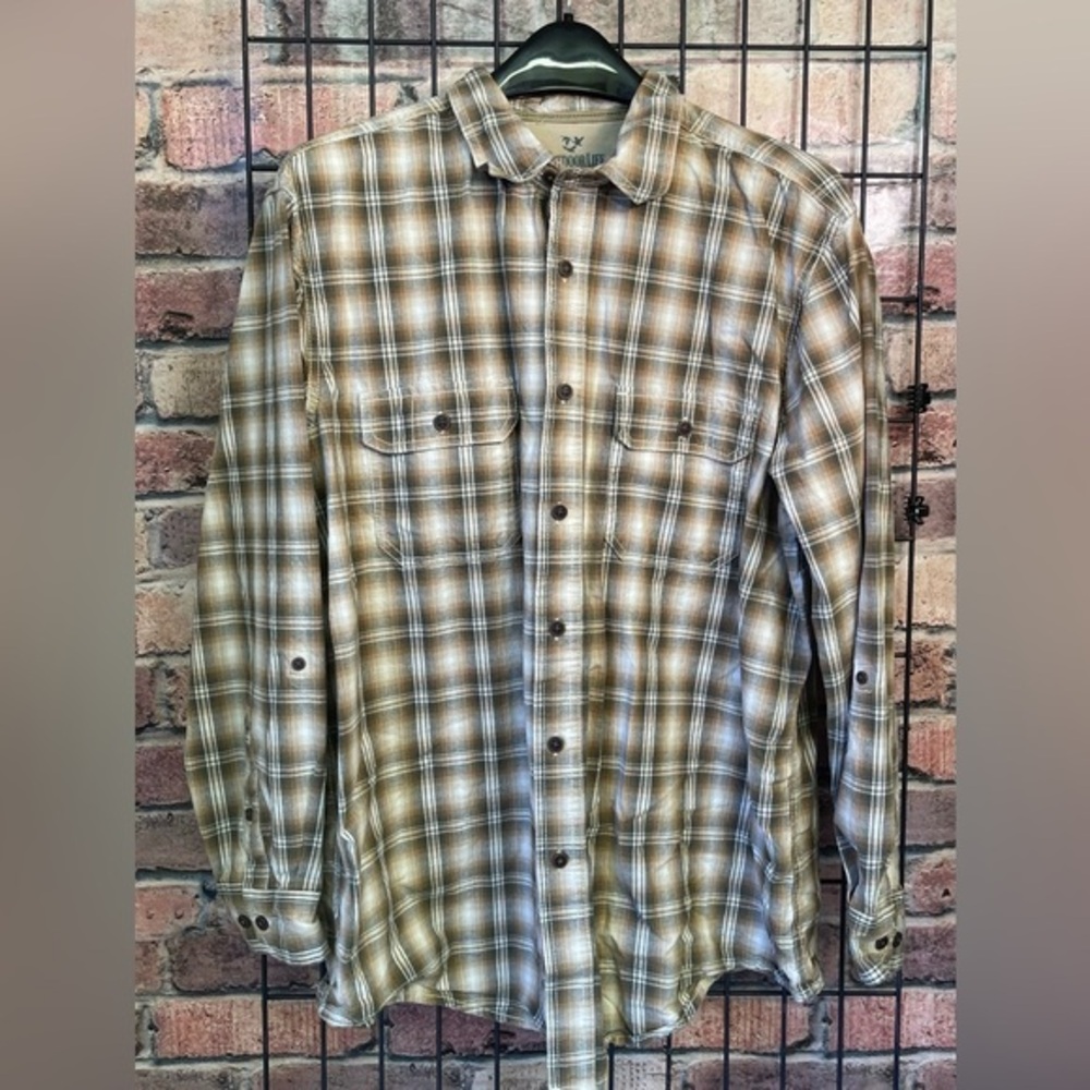 Outdoor Life long sleeve button down plaid flannel shirt men’s size Large